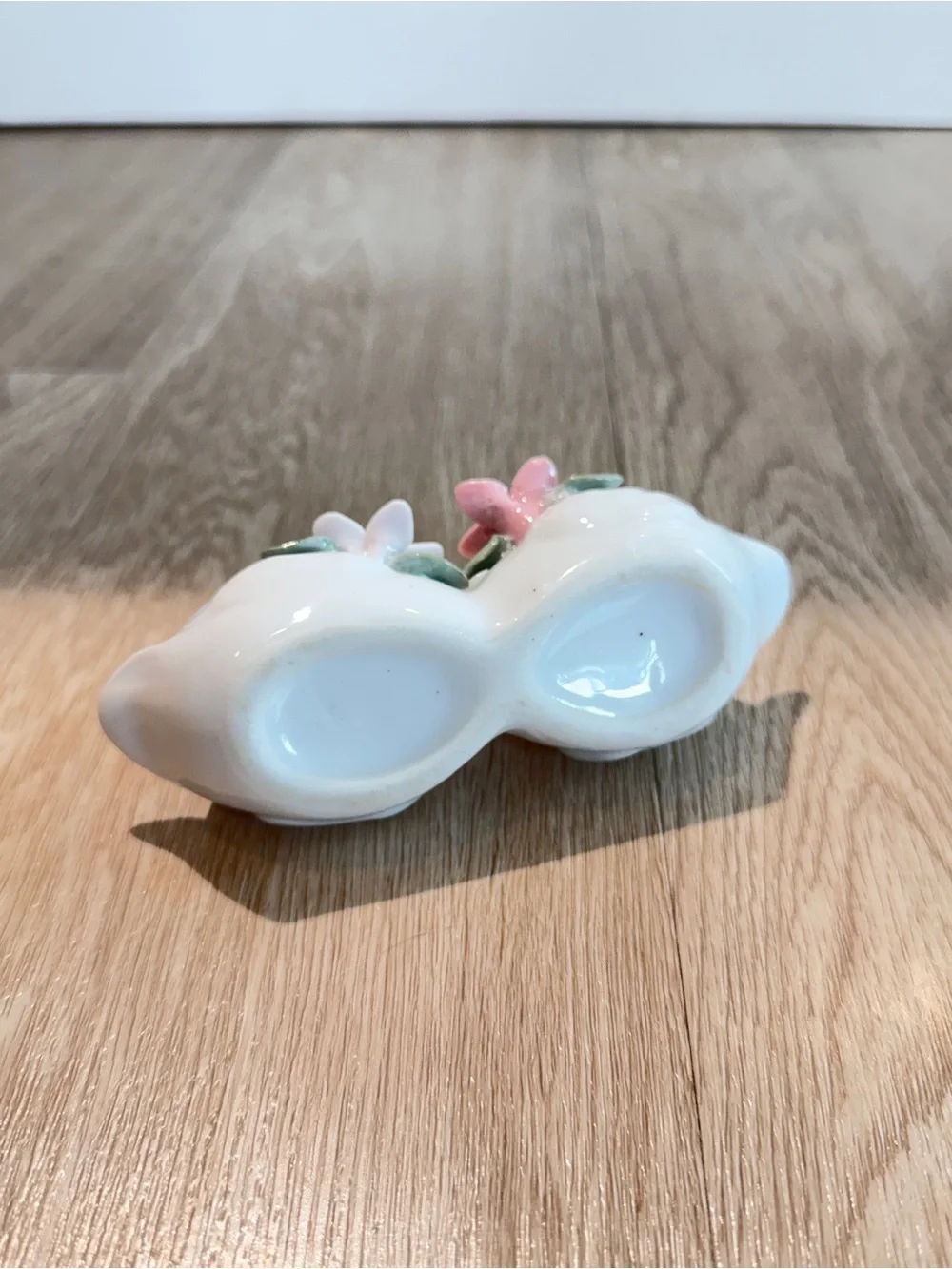 Vintage Porcelain Two Swans and Flowers Decorative Small Planter, Trinket Dish